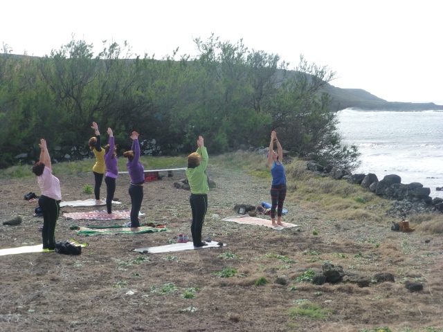 Teaching Yoga in Anjos in the Field Where I Found The Cannon
